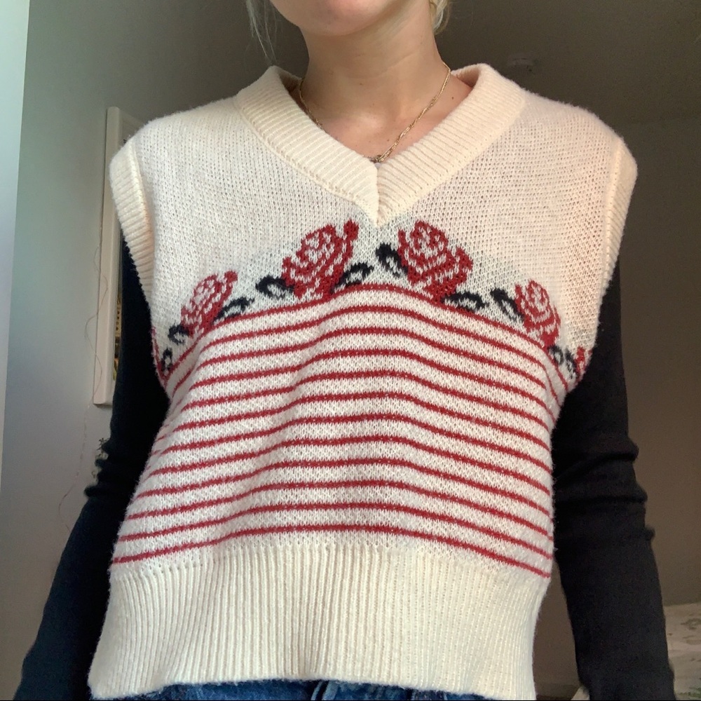 Floral sweater vest